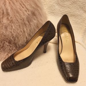 Cole Haan Brown Croco Leather Pumps